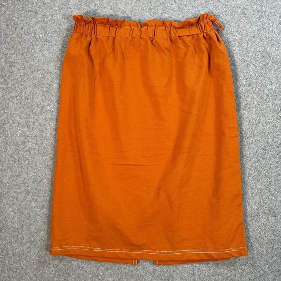 Polagram Paperbag Skirt Womens X-Small Orange Elastic Waist Contrast Stitch Slit - Picture 1 of 8
